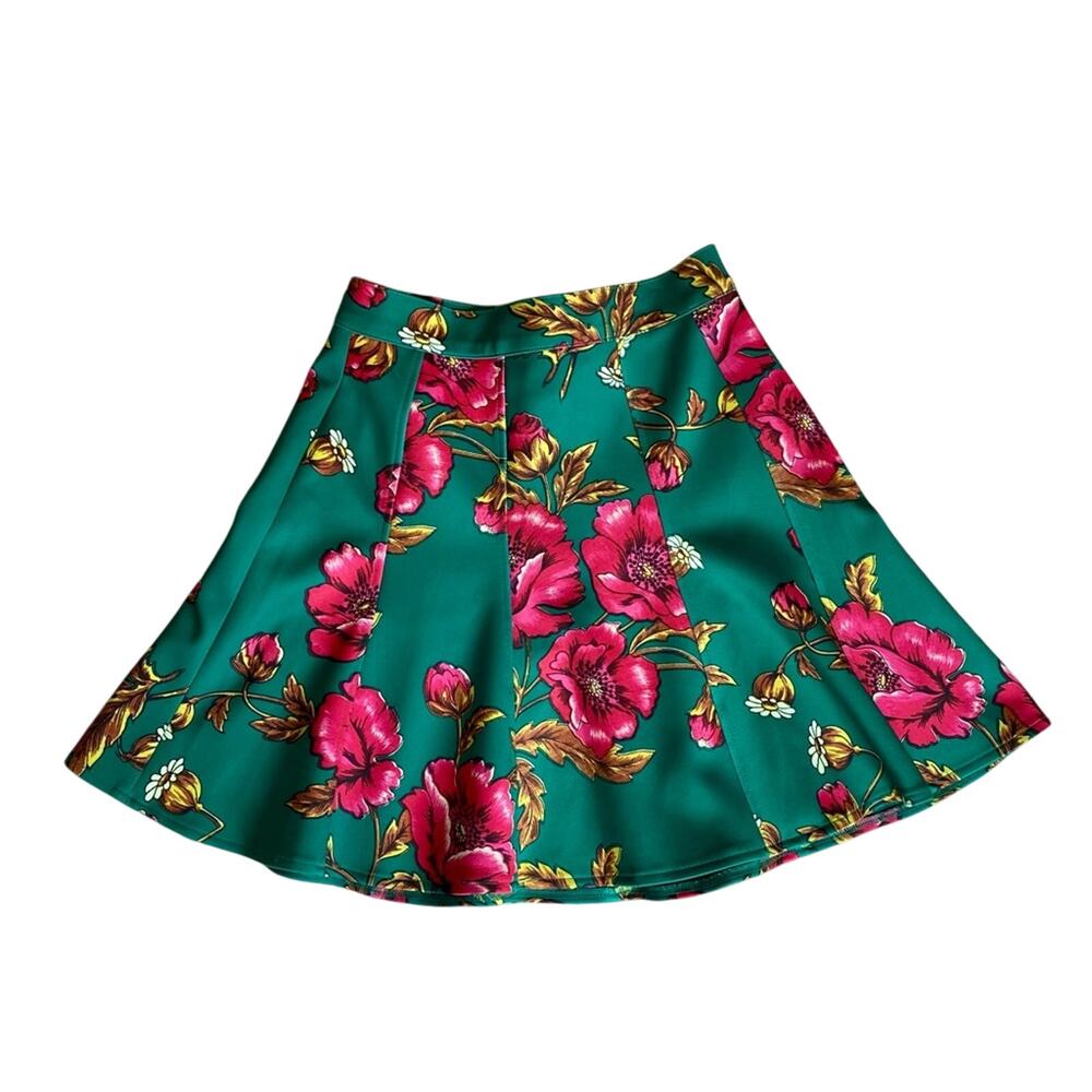 NWT Maeve Anthropologie Hibiscus Prep Floral Skater Side Zip Mini A-line Skirt